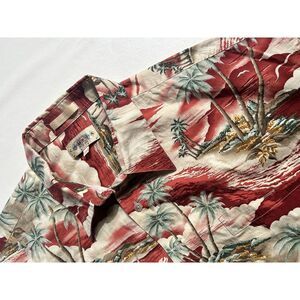 Campia Moda  Mens Hawaiian shirt XXL  Red W/Palm Trees‎